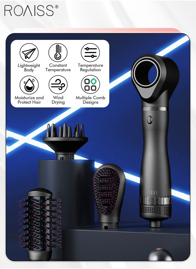 roaiss - 4-in-1 Multifunctional Hair Dryer Brush, 3 Levels of Hot and Cold Control, Multiple Noise Reduction Designs, High-power Negative Ion Hot Air Comb, Suitable for All Styles - Image 1
