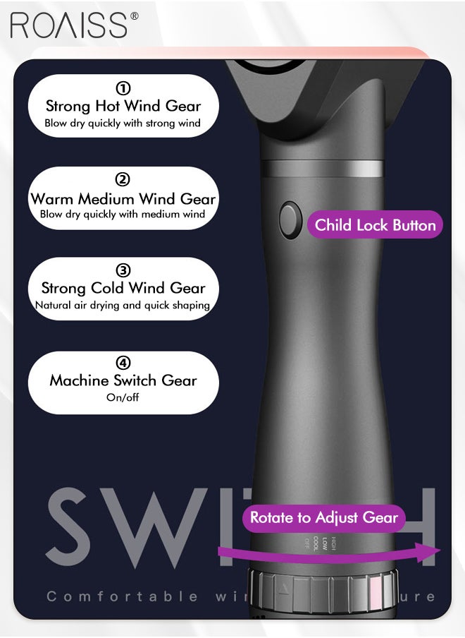 roaiss - 4-in-1 Multifunctional Hair Dryer Brush, 3 Levels of Hot and Cold Control, Multiple Noise Reduction Designs, High-power Negative Ion Hot Air Comb, Suitable for All Styles - Image 1