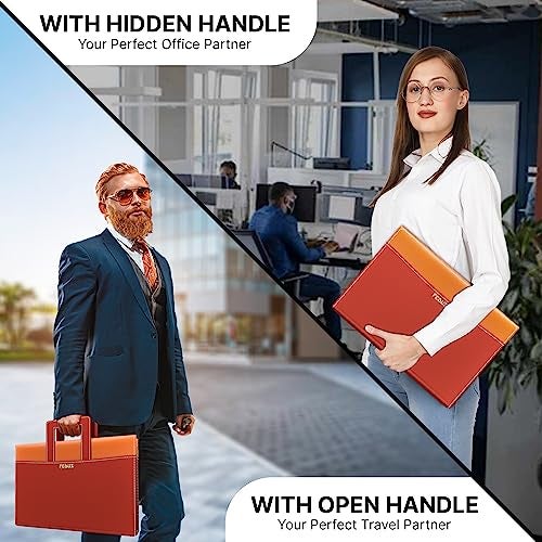 FEDUS Files for Documents 10 Leafs Foolscap Size (Bigger Than A4 Size) 4 Ring File with Hidden Handle Multipurpose Leatherette Portfolio Professional Executive Document File Folder for certificates - Image 3