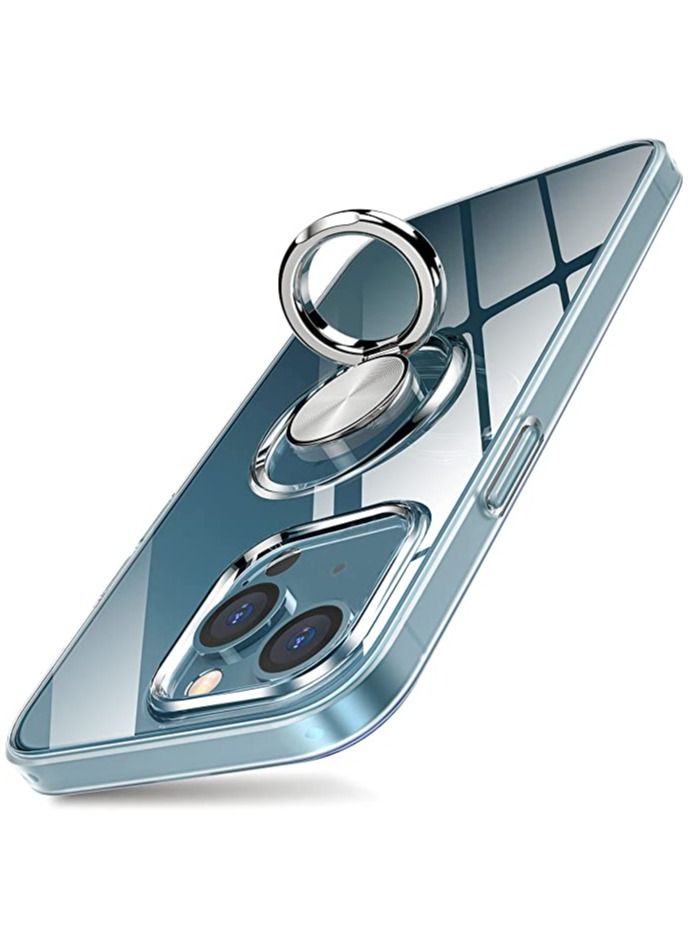 فيسوس علبة واضحة مع حامل حلقة قابلة للتدوير 360 درجة ، وغطاء واقي من السيليكون الناعم الشفافة المتوافق مع iPhone 13 6.1 '' '' - Image 1