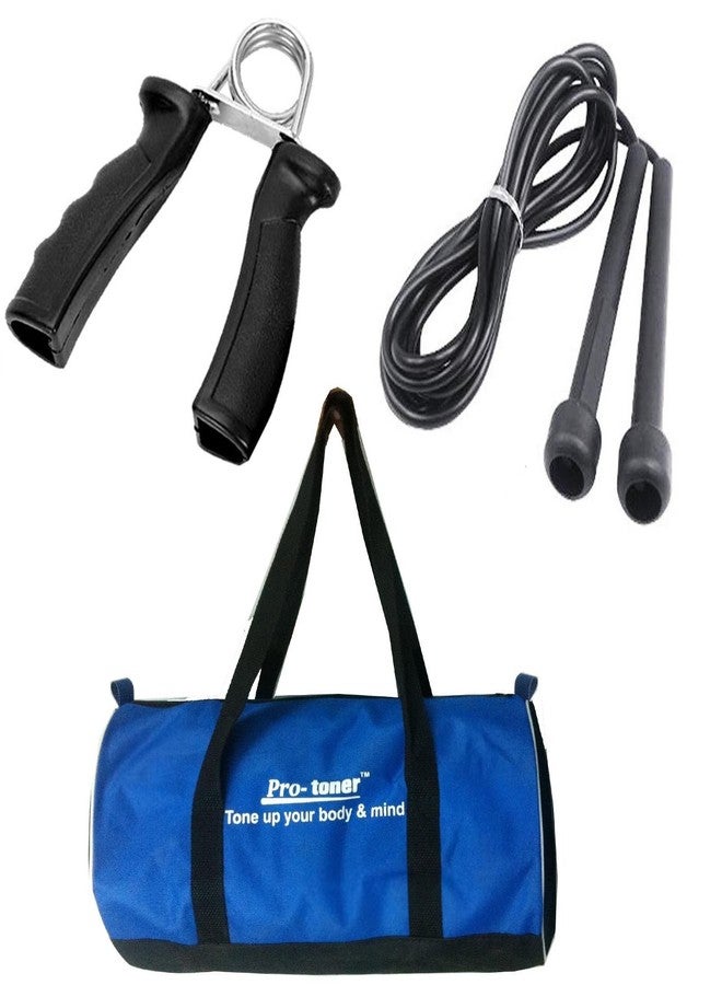 Protoner Details About Protoner Gym Essentials Gym Bag, Skipping Rope & Hand Grip Exerciser - Image 1