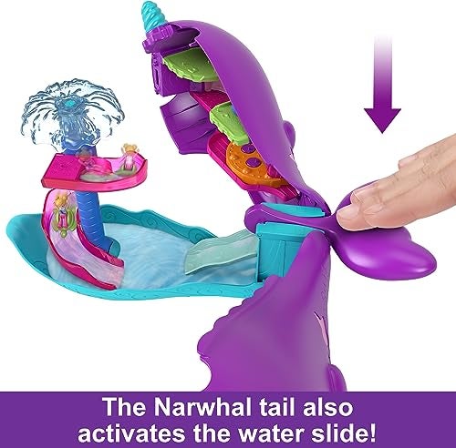 Polly Pocket Toy Boat Playset with 2 Dolls, Surprise Accessories & Water Play, Sparkle Cove Adventure Narwhal Boat - Image 4