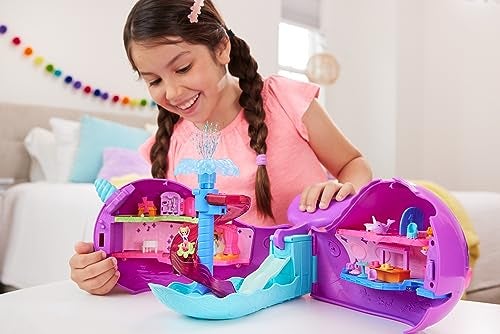 Polly Pocket Toy Boat Playset with 2 Dolls, Surprise Accessories & Water Play, Sparkle Cove Adventure Narwhal Boat - Image 2