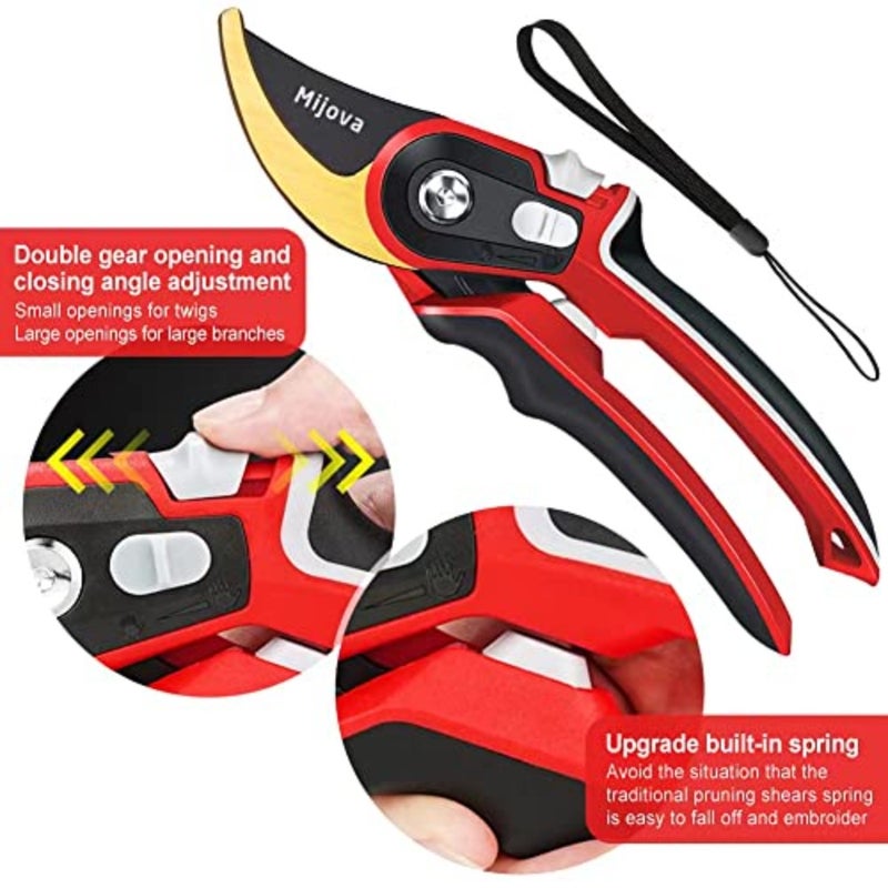 Garden Shears, Pruning Shears for Gardening Heavy Duty with Rust Proof Stainless Steel Blades, Best Bypass Pruner scissors, secateurs - Professional Gardening Hand Tools - Image 5