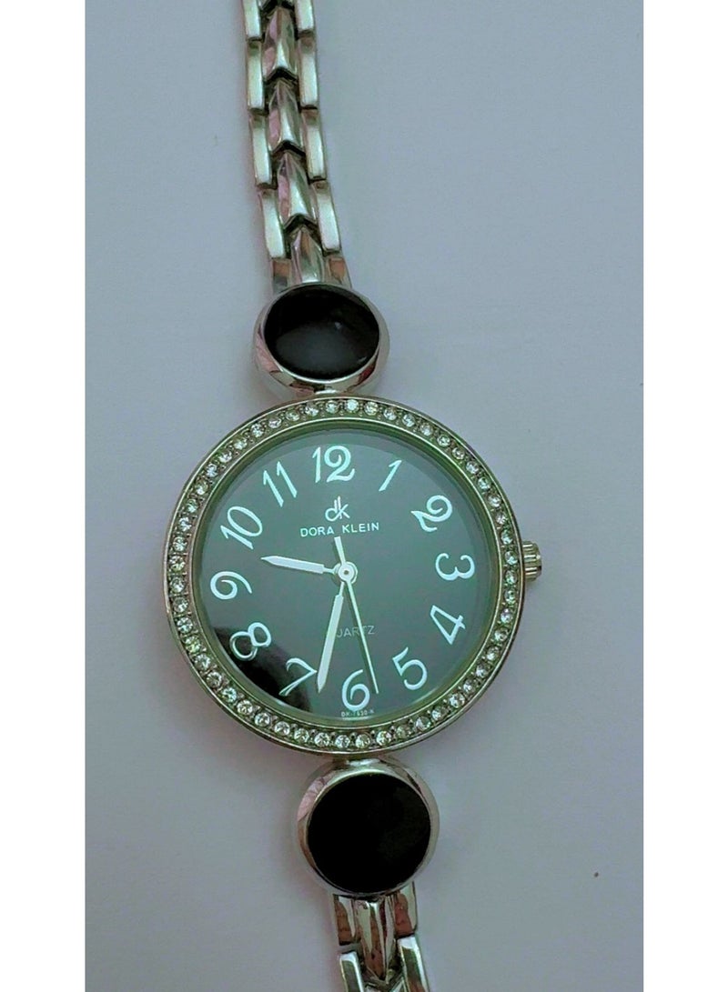 DK Dora Klein Elegant Analogue Women Watch Crystal Studded Bezel With Sleek Stainless Steel Chain Strap Brand New Luxury Fashion Wristwatch For Girls - DK-7530-K - Image 5