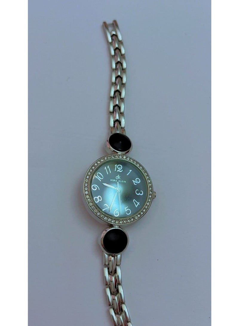 DK Dora Klein Elegant Analogue Women Watch Crystal Studded Bezel With Sleek Stainless Steel Chain Strap Brand New Luxury Fashion Wristwatch For Girls - DK-7530-K - Image 4