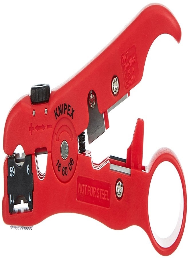 Knipex 16 60 06 SB Stripping Tool for Coax Cables 125 mm (Blister Packed), Red - Image 1