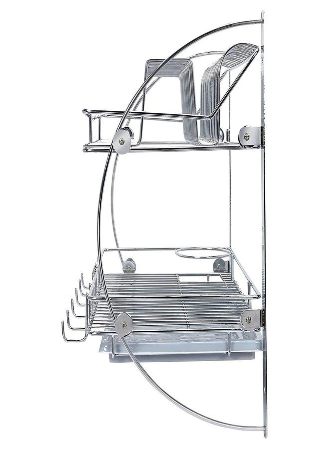 Gladnes Stainless Steel Wall Mounted 2-Tier Kitchen Dish Rack – Multipurpose Plate, Cup, Cutlery & Utensils Drainer Shelf – Rust-Resistant, Space-Saving Storage Organizer - Image 5