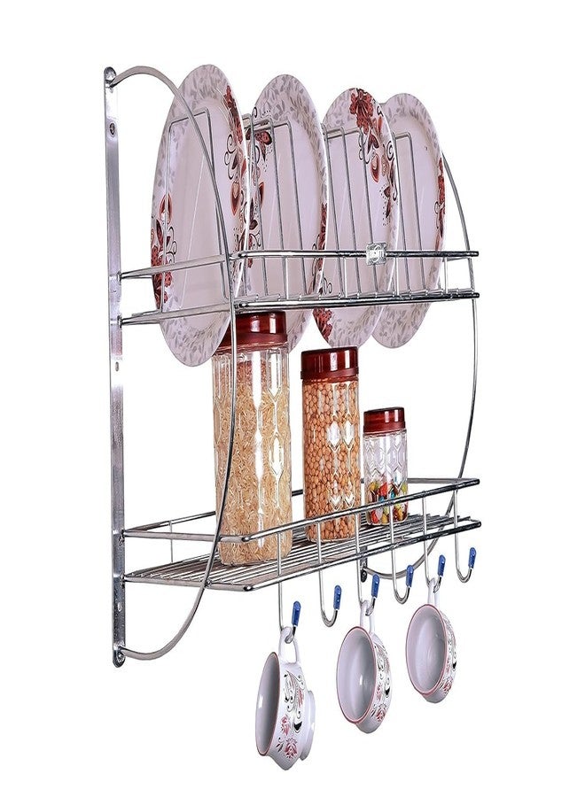 Gladnes Stainless Steel Wall Mounted 2-Tier Kitchen Dish Rack – Multipurpose Plate, Cup, Cutlery & Utensils Drainer Shelf – Rust-Resistant, Space-Saving Storage Organizer - Image 4