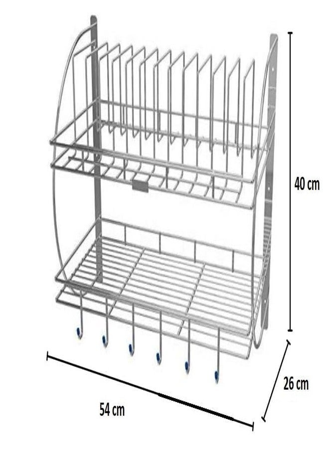 Gladnes Stainless Steel Wall Mounted 2-Tier Kitchen Dish Rack – Multipurpose Plate, Cup, Cutlery & Utensils Drainer Shelf – Rust-Resistant, Space-Saving Storage Organizer - Image 3