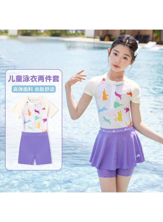 YouYou Children's Swimsuit 2025 New Style Girl's Swimsuit One-piece Dress Style Swimsuit For Big Kids Fashion Hot Spring Swimsuit - Image 3