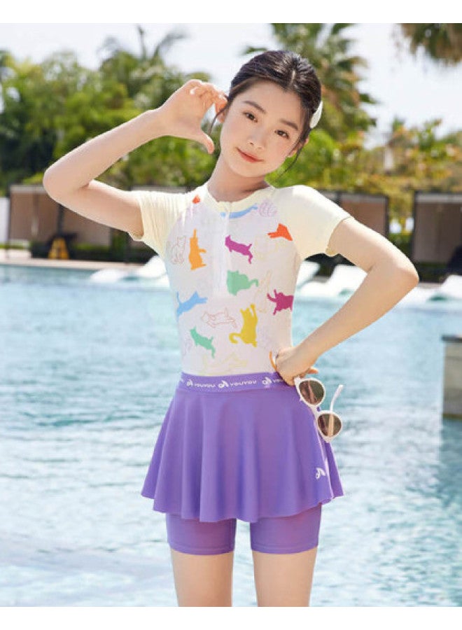 YouYou Children's Swimsuit 2025 New Style Girl's Swimsuit One-piece Dress Style Swimsuit For Big Kids Fashion Hot Spring Swimsuit - Image 1