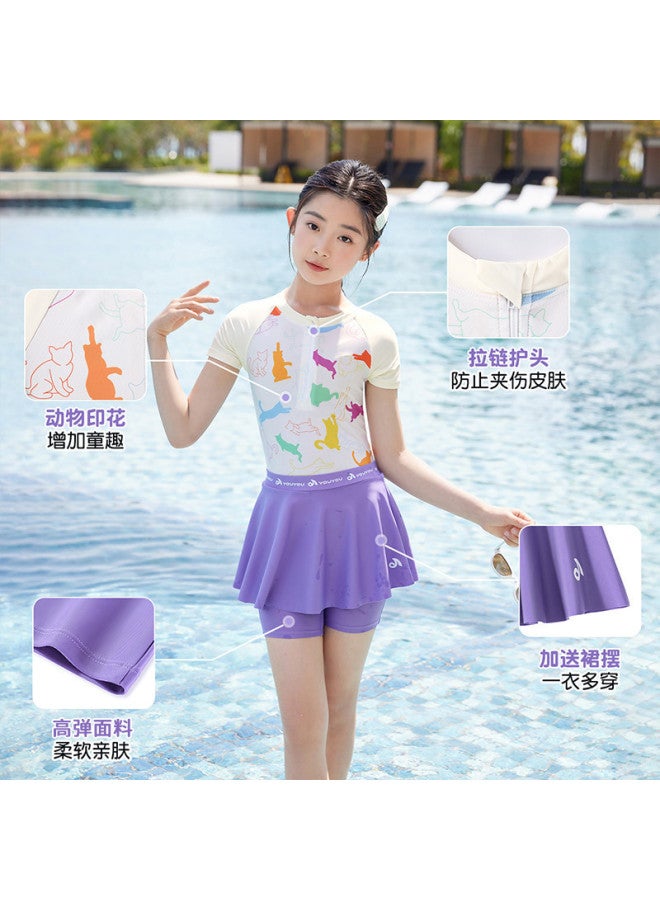 YouYou Children's Swimsuit 2025 New Style Girl's Swimsuit One-piece Dress Style Swimsuit For Big Kids Fashion Hot Spring Swimsuit - Image 2