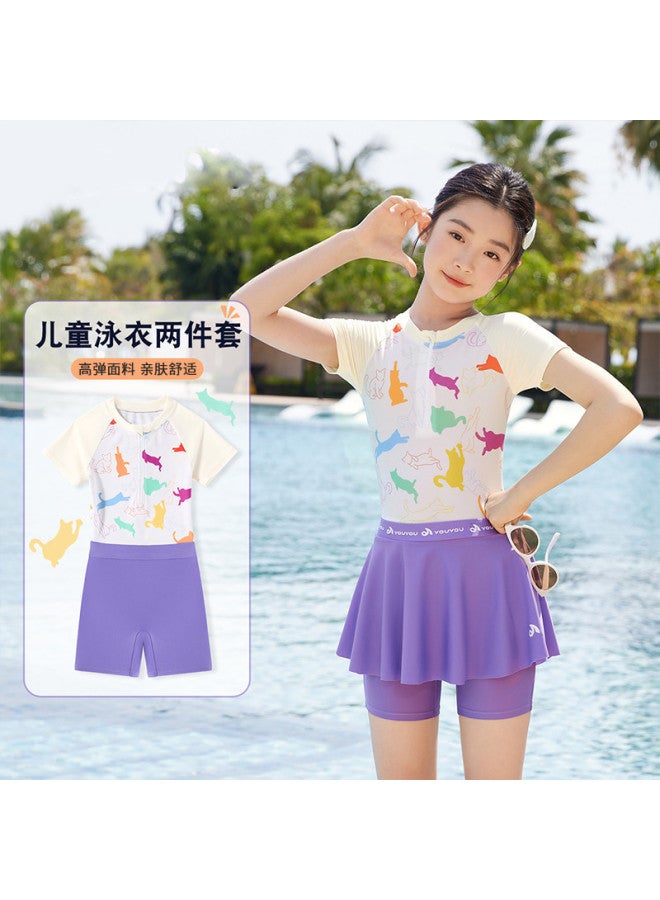 YouYou Children's Swimsuit 2025 New Style Girl's Swimsuit One-piece Dress Style Swimsuit For Big Kids Fashion Hot Spring Swimsuit - Image 4