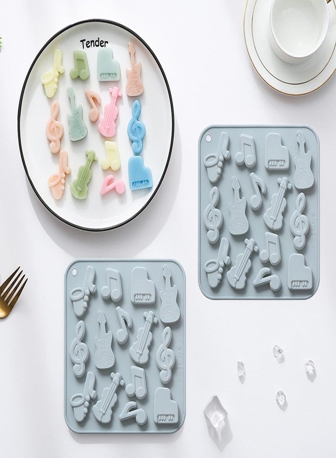 Vrthske 14 Cavity Silicone Musical Instrument Theme Molds with Music Note Bass Guitar Piano Saxophone for Chocolate, Candy, Cookie, Ice Cube, Cake Decoration, Resin - Image 4