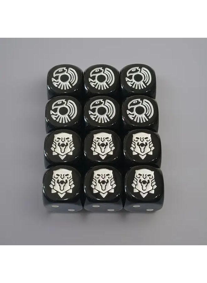 6 قطع نرد ألعاب أسود 16مم D6 بنقش أسد هدية لعبة الطاولة دوري DND RPG - Image 5