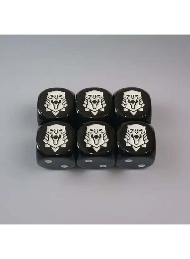 6 قطع نرد ألعاب أسود 16مم D6 بنقش أسد هدية لعبة الطاولة دوري DND RPG - Image 1