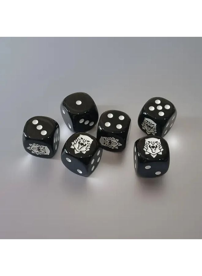 6 قطع نرد ألعاب أسود 16مم D6 بنقش أسد هدية لعبة الطاولة دوري DND RPG - Image 3