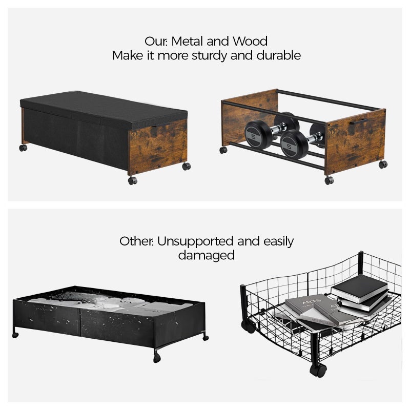 FOUCSSOMEI Under Bed Drawers on Wheels, XXXXL Size, UnderBed Storage with Wheels, Wooden Under Bed Storage, Heavy Duty, Patented Design - Image 5