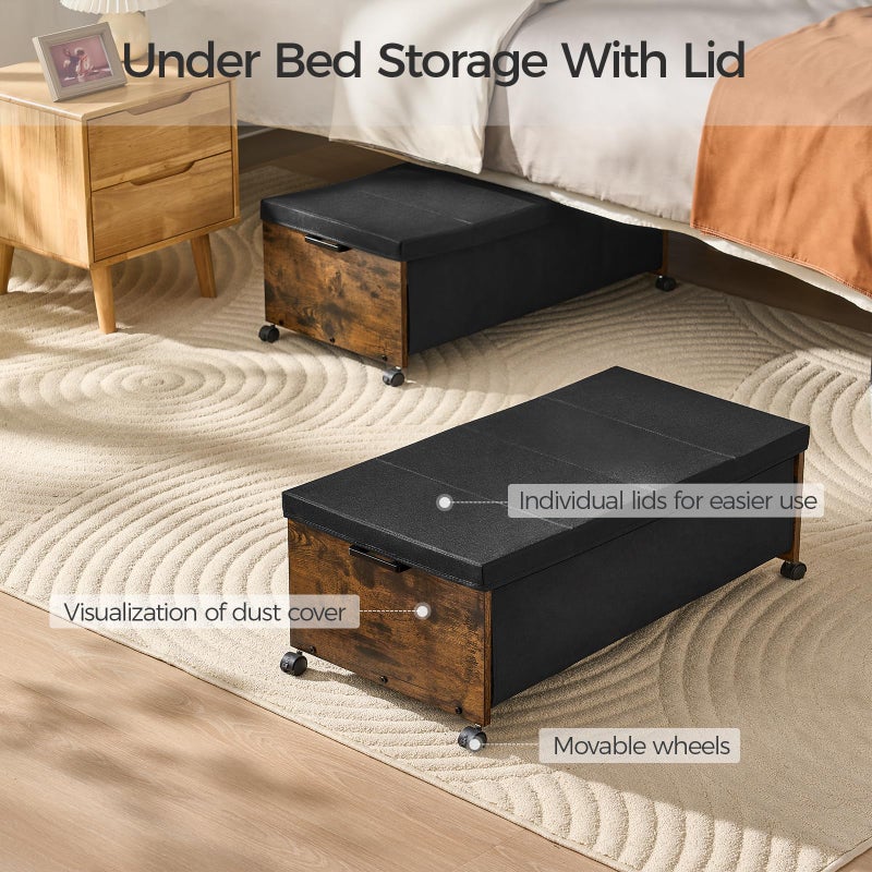 FOUCSSOMEI Under Bed Drawers on Wheels, XXXXL Size, UnderBed Storage with Wheels, Wooden Under Bed Storage, Heavy Duty, Patented Design - Image 3