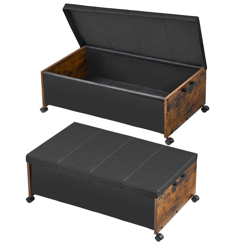 FOUCSSOMEI Under Bed Drawers on Wheels, XXXXL Size, UnderBed Storage with Wheels, Wooden Under Bed Storage, Heavy Duty, Patented Design - Image 1