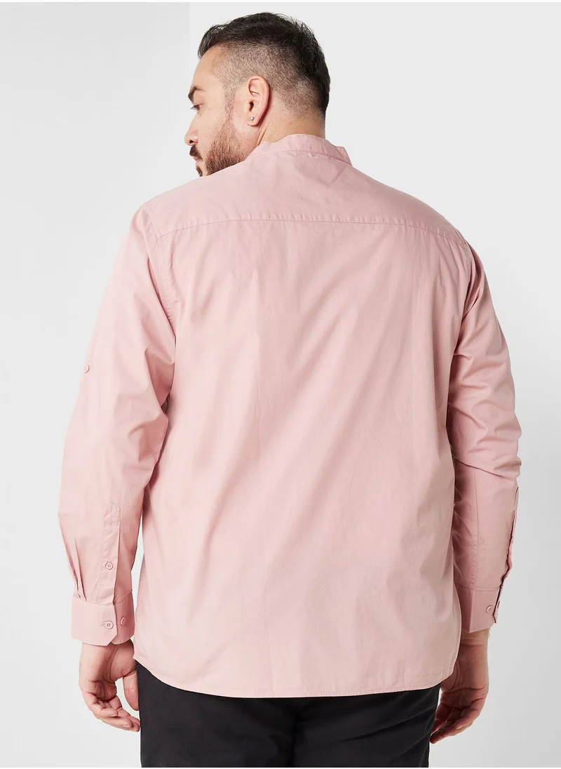 توماس سكوت Men Plus Size Premium Slim Fit Casual Pure Cotton Shirt