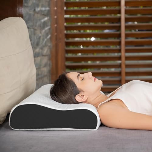 Status Contract Memory Foam Pillows|Standard Size Orthopedic Grade Pillow for Neck Pain Relief | Comfortable Deep Sleep | Best for Sleeping|Neck Pain Pillow (White) - Image 3