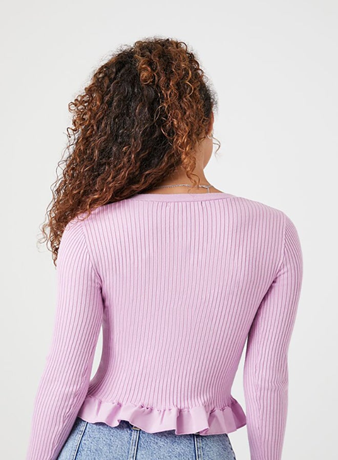 FOREVER 21 Ruffle-Trim Cropped Cardigan Sweater - Image 3