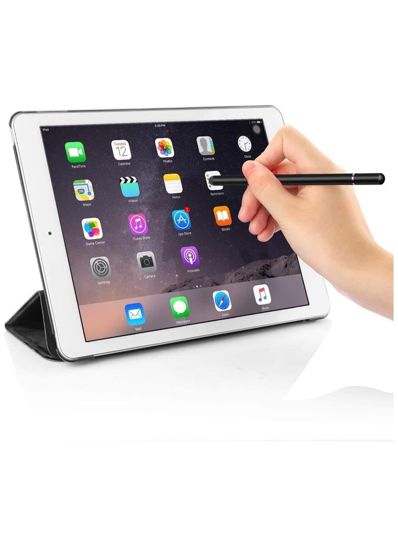 2-in-1 Stylus Pen, Fine Point Disc and Fiber Tips, Universal Capacitive Touch Screen Compatible, Black and White, Aluminium Body (Black)  - Image 4