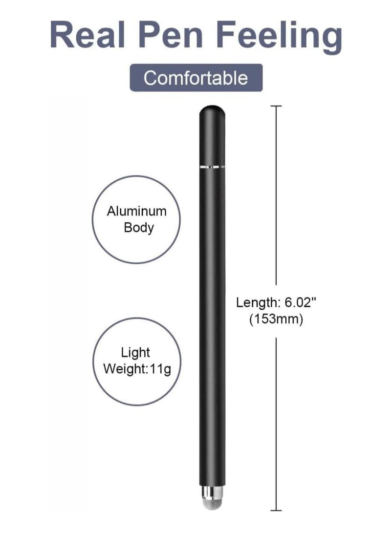 2-in-1 Stylus Pen, Fine Point Disc and Fiber Tips, Universal Capacitive Touch Screen Compatible, Black and White, Aluminium Body (Black)  - Image 5