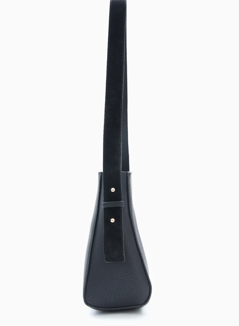 Wecre8 Black Modern Buckle Shoulder Bag