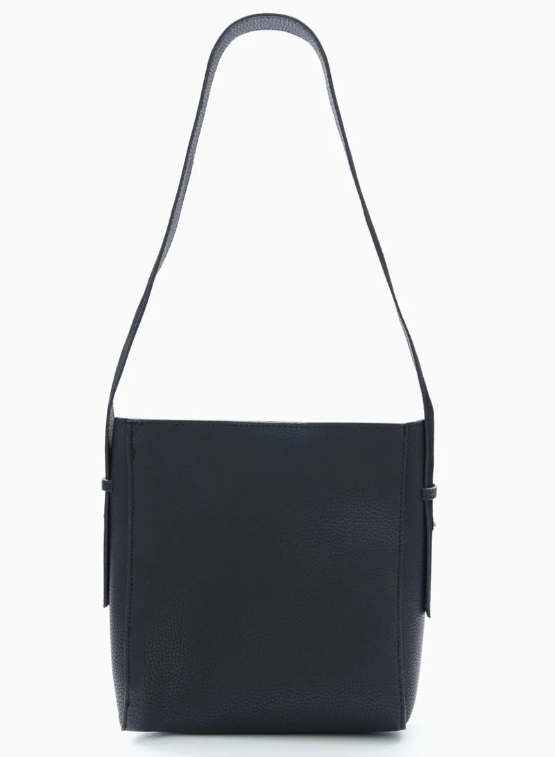 Wecre8 Black Modern Buckle Shoulder Bag