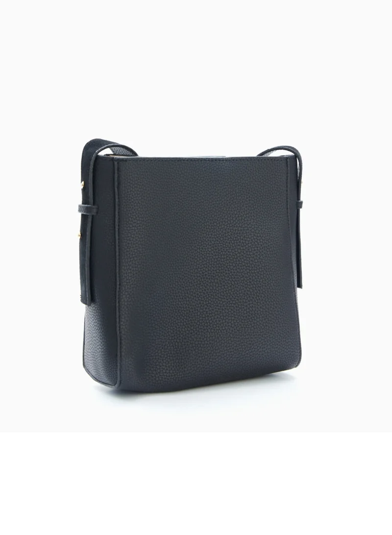 Wecre8 Black Modern Buckle Shoulder Bag