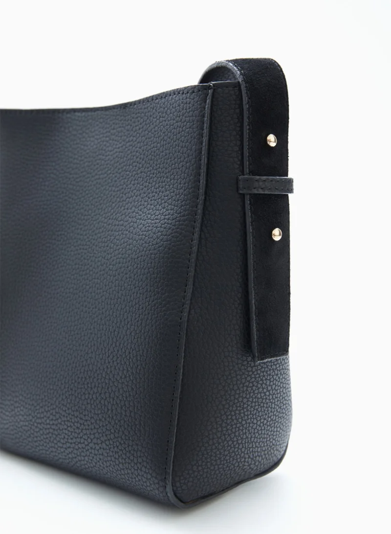 Wecre8 Black Modern Buckle Shoulder Bag