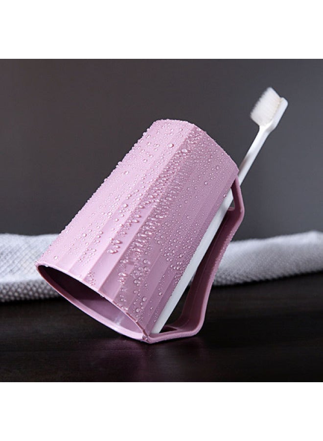 Inverted Creative Mouthwash Cup Couple Brushing Mug Simple Household Plastic Toothbrush Cup Children's Wash Cup-Color:Double Color Cup-lotus Root Powder-Capacity:301-400ml  - Image 1