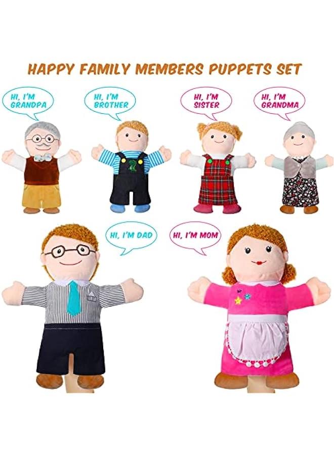كيفانير مجموعة دمى يد من 6 قطع مقاس 11.8 انش، دمى مسرح للام والاب والابن والابنة والاجداد لرواية القصص والتعليم ومرحلة ما قبل المدرسة ولعب الادوار (تصميم اساسي) - Image 3