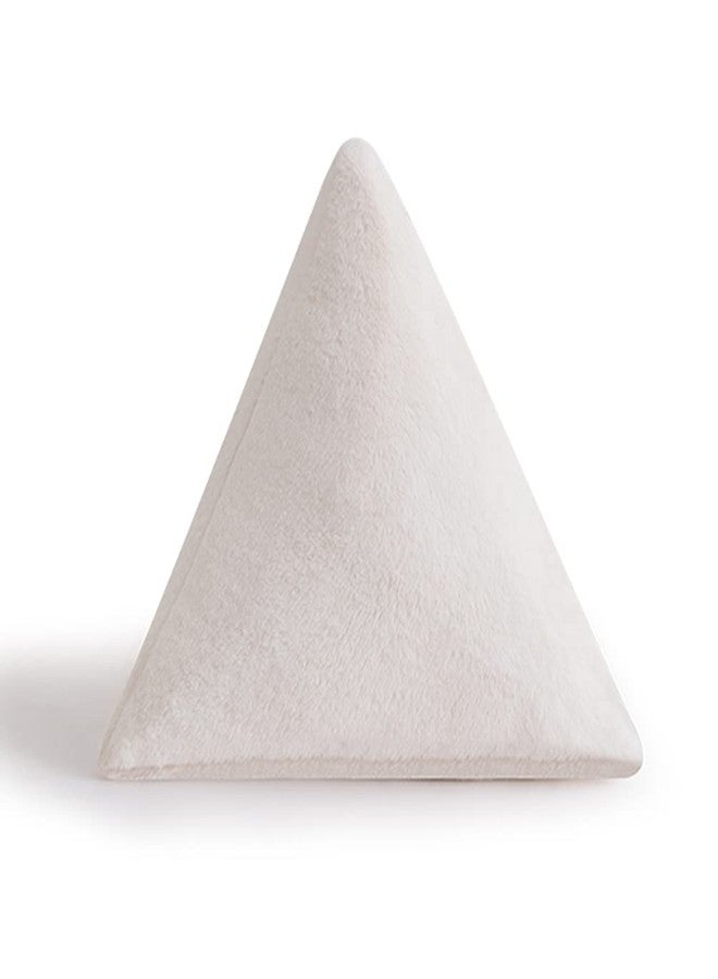 Fennco Styles Faux Fur Triangle Shaped Decorative Plush Throw Pillow 16" W x 15" L x 14" H - White Fluffy Soft 3D Pillow for Kids Room, Playroom, Bedroom, Living Room, Nursery, Office Décor - Image 1