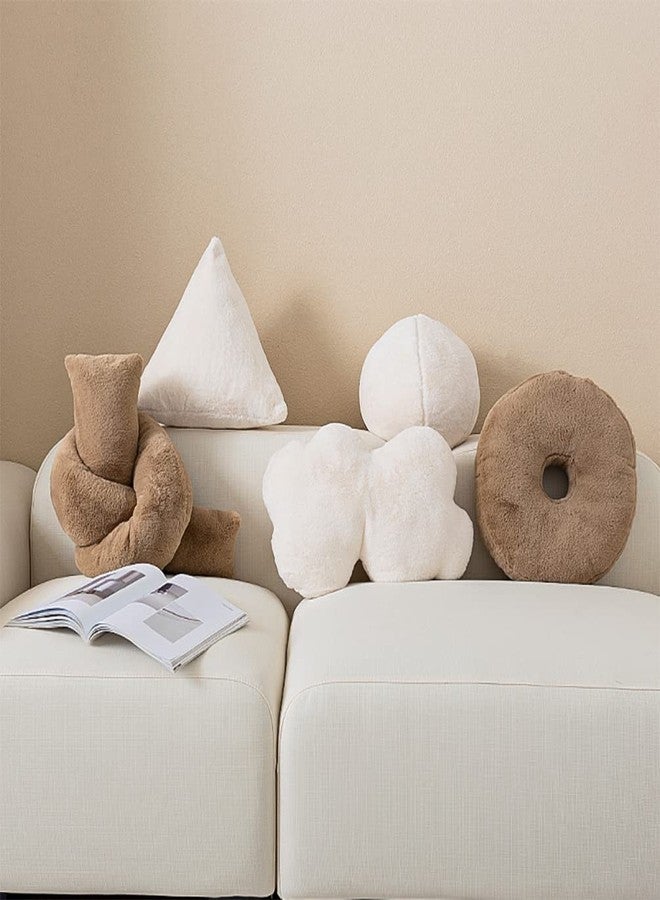 Fennco Styles Faux Fur Triangle Shaped Decorative Plush Throw Pillow 16" W x 15" L x 14" H - White Fluffy Soft 3D Pillow for Kids Room, Playroom, Bedroom, Living Room, Nursery, Office Décor - Image 4