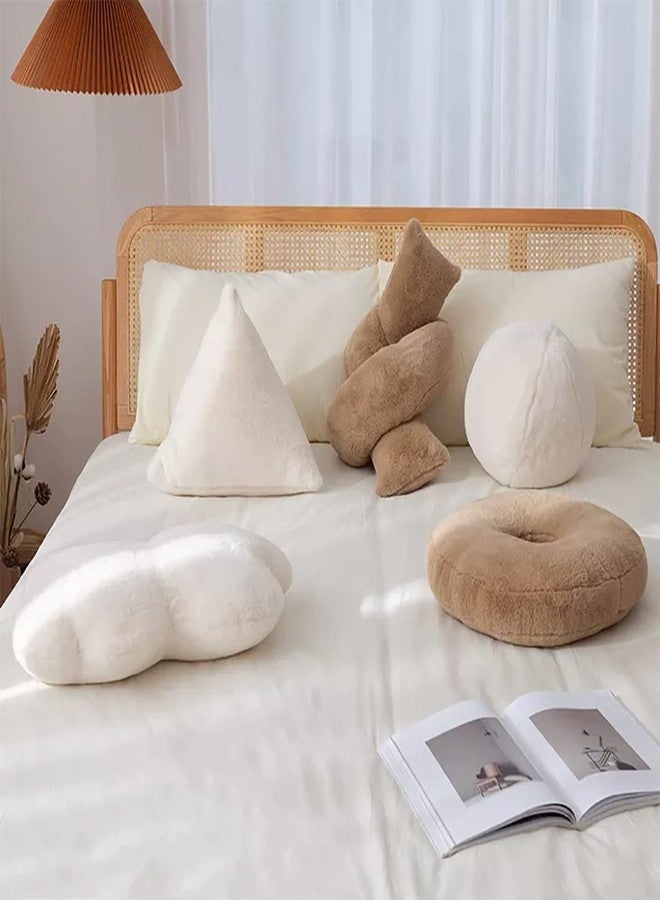 Fennco Styles Faux Fur Triangle Shaped Decorative Plush Throw Pillow 16" W x 15" L x 14" H - White Fluffy Soft 3D Pillow for Kids Room, Playroom, Bedroom, Living Room, Nursery, Office Décor - Image 3