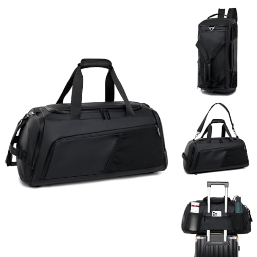 Dawnwake Men's Gym Bag Large Capacity Training Fitness Workout Sports Bag Dry-Wet Bags Business Travel Bag with Shoes Pouch (Black) - Image 1
