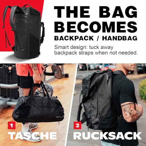 Dawnwake Men's Gym Bag Large Capacity Training Fitness Workout Sports Bag Dry-Wet Bags Business Travel Bag with Shoes Pouch (Black) - Image 3
