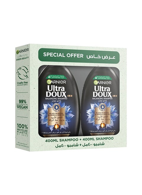 Ultra Doux Black Charcoal & Nigella Seed Oil Purifying & Shine Shampoo 400 Ml - Pack of 2