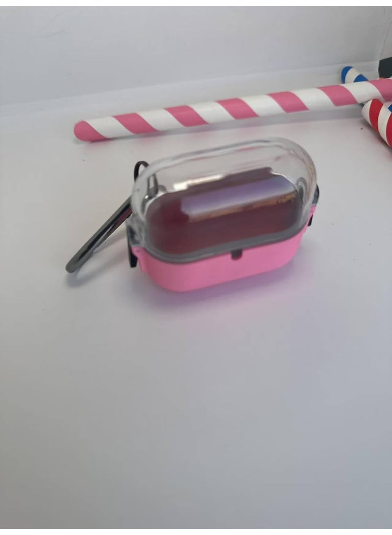 case Compatible with Samsung Galaxy Buds 3 Pro/Buds 3 Case Full-Body Shockproof Double Secure Lock with Carabiner Auto Open (Pink) - Image 4