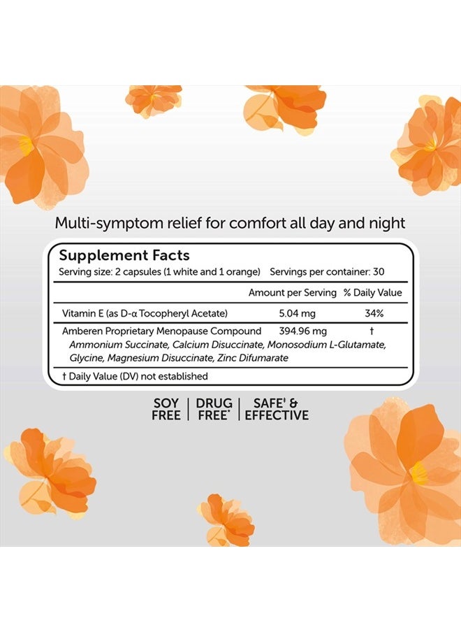 Amberen - : Safe Multi-Symptom Menopause Relief. Clinically Shown to Relieve 12 Menopause Symptoms: Hot Flashes, Night Sweats, Mood Swings, Low Energy and More, 3 Month Supply - Image 1