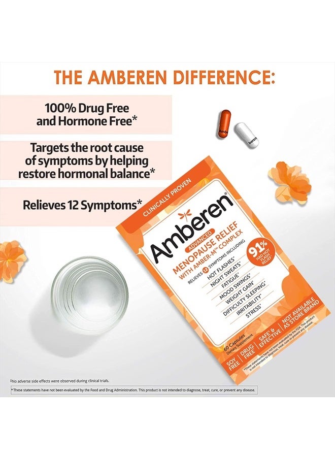 Amberen - : Safe Multi-Symptom Menopause Relief. Clinically Shown to Relieve 12 Menopause Symptoms: Hot Flashes, Night Sweats, Mood Swings, Low Energy and More, 3 Month Supply - Image 1