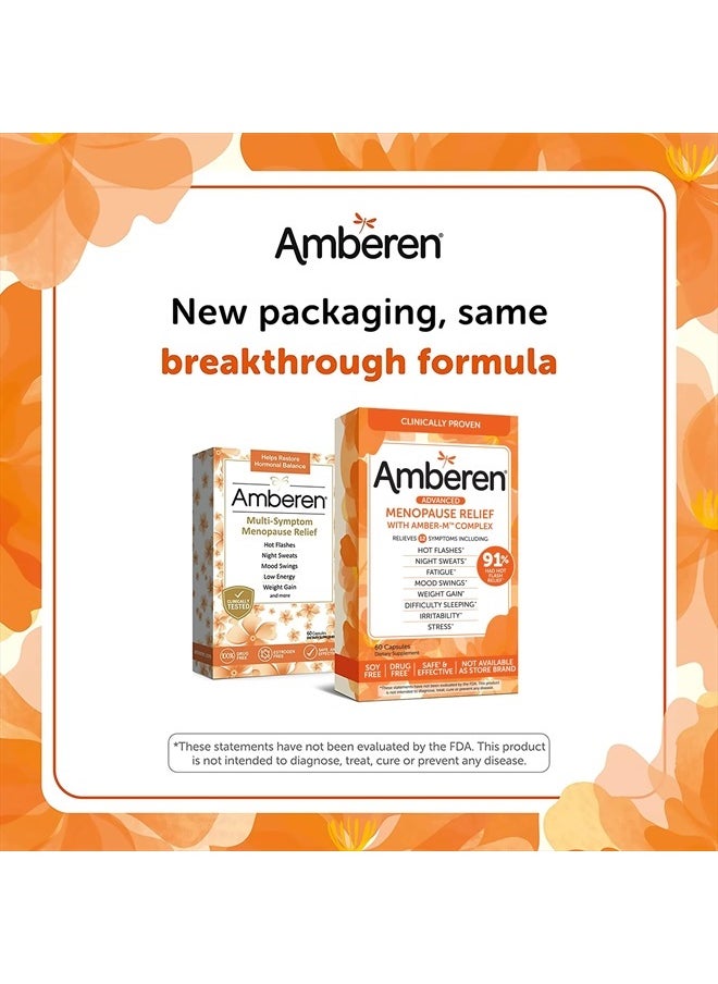Amberen - : Safe Multi-Symptom Menopause Relief. Clinically Shown to Relieve 12 Menopause Symptoms: Hot Flashes, Night Sweats, Mood Swings, Low Energy and More, 3 Month Supply - Image 1