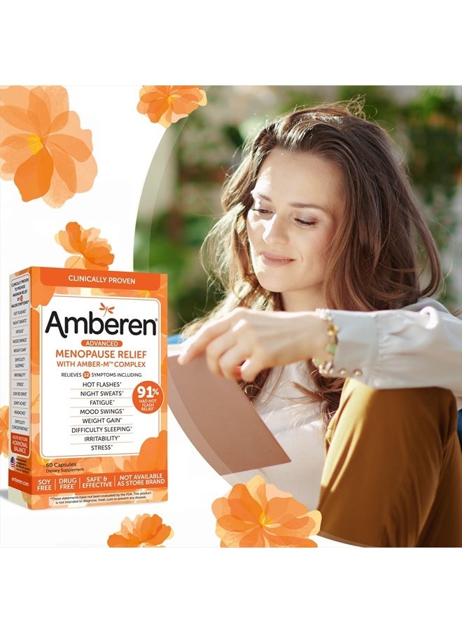 Amberen - : Safe Multi-Symptom Menopause Relief. Clinically Shown to Relieve 12 Menopause Symptoms: Hot Flashes, Night Sweats, Mood Swings, Low Energy and More, 3 Month Supply - Image 1