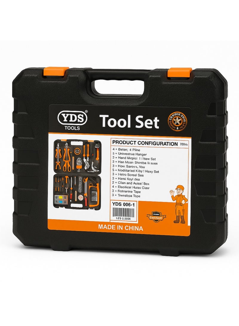 YDS 100-Piece Universal Home/Automotive Tool Kit in Heavy-Duty Blow Case – Hammer, Pliers, Complete Screwdriver Set, Wrench & 1/4" Cr-V Socket Set, Hex Keys, Utility Knife & 3m Tape – Great for Home Improvement/Construction/Car Repairs - Image 2