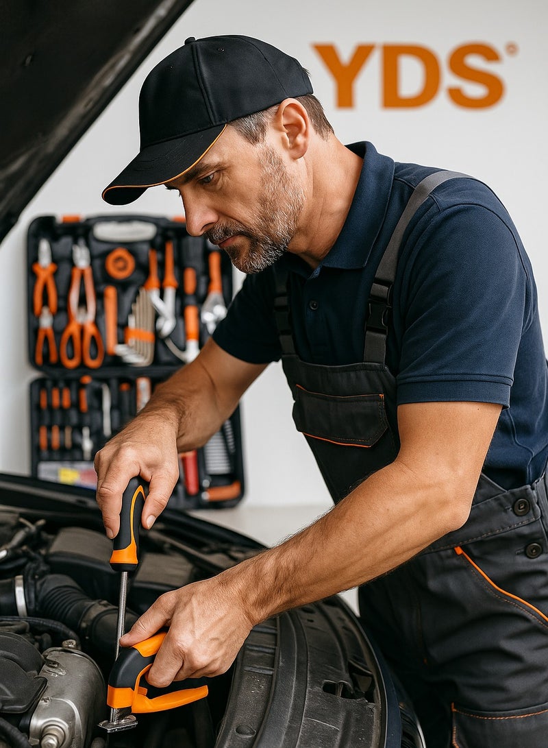 YDS 100-Piece Universal Home/Automotive Tool Kit in Heavy-Duty Blow Case – Hammer, Pliers, Complete Screwdriver Set, Wrench & 1/4" Cr-V Socket Set, Hex Keys, Utility Knife & 3m Tape – Great for Home Improvement/Construction/Car Repairs - Image 3