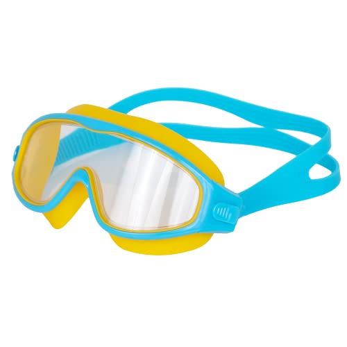 AIRAVAT Macho swimming goggles for Kids Children Teens, polycarbonate goggles, Anti-Fog, Anti-UV, Wide View Swimming Goggles, Free size (Yellow) - Image 1